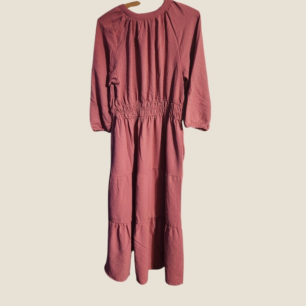 Lucky Brand Dusty Cedar Long Sleeve Dress Sz M - Picture 3 of 7